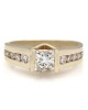 14ky Round Channel Set Ring with 1.14ct Princess Center Diamond